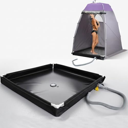 Gainspra Portable Shower Pan (Not Including Tent) 39 x 39 Foldable Camping Shower Base Floor for Outdoor Indoor Beach