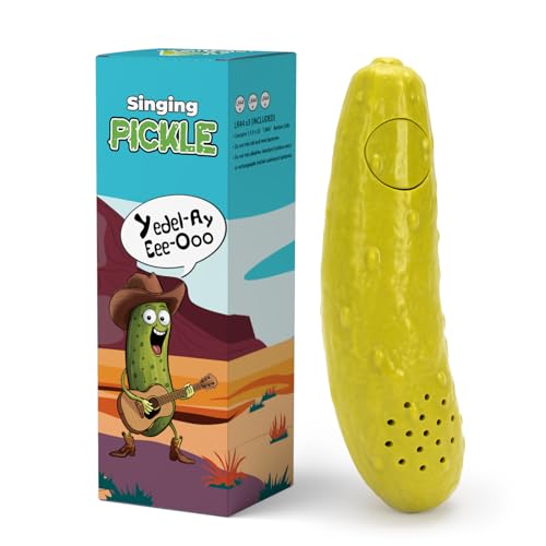 A AIFAMY Pickle That Yodels- Singing Cucumber Toy – Funny Gag Gift Idea for Adults Friends and Family, Includes Batteries