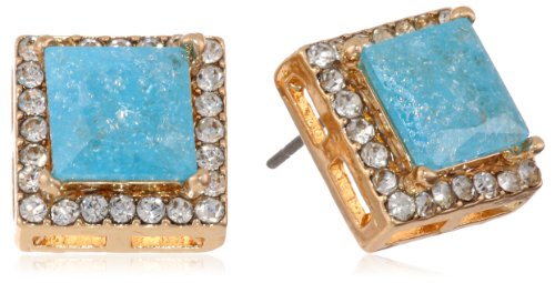 Amazon Collection Glitter Lucite Earrings with Square Rhinestone Halo