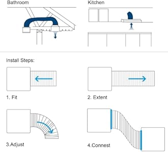 Hon&Guan 5 inch Air Duct - 16 FT Long, Black Flexible Ducting HVAC Ventilation Air Hose for Grow Tents, Dryer Rooms,Kitchen
