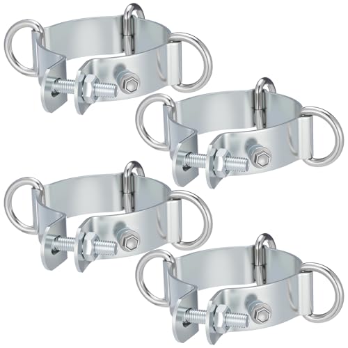 ElaraBerry 4 Pcs 3" D-Ring Clamp for Sun Shade Sail Poles Metal Pole Clamps for Shade Sail Hardware Outdoor Awning Canopy Support Accessories (3 Inches / 7.6 cm)