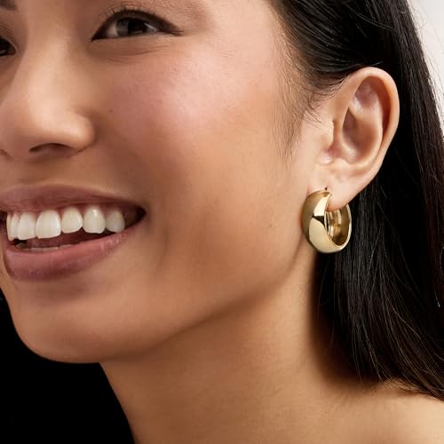 Image of Ross-Simons 18kt Gold Over Sterling Wide Hoop Earrings