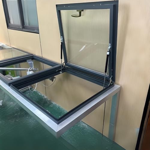 Custom Manual Skylight for House Roof, Aluminum Viewing Window, Tempered Double-Glazed Glass, Sun Room Roof Skylights, Basement Daylighting Door (29"x29"/74x74cm)