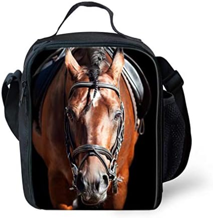 Leberna 3D Print Animal Insulated Lunch Bag with Bottle Holder Adjustable Strap for Kids Fries