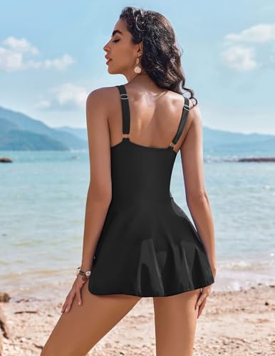 AI'MAGE Womens One Piece Swimdress Tummy Control Swimsuits Tie Knot Skirt Bathing Suit S-3XL3