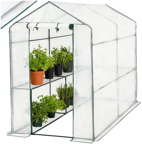 tectake® Serre de Jardin en Acier Thermo-Laqué & Plastique Anti U...