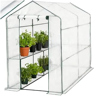 tectake serre de jardin 186 x 120 cm avec étagères
