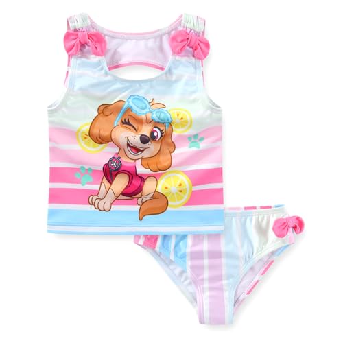 Paw Patrol Nickelodeon Skye Girls UPF 50+ Bathing Suit Tankini and Bikini Bottom Swimsuit Set for Toddler and Big Kids Pink/Blue