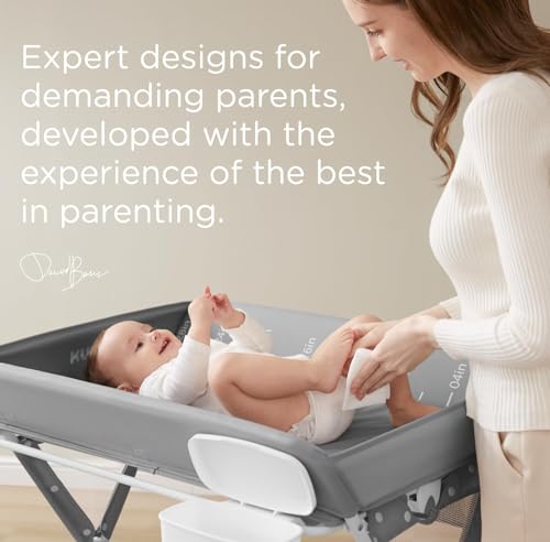 KUB Portable Baby Changing Table, Foldable Diaper Changing Table with Wheels for Nursery, Toddler Changing Table with Adjustable Height, Portable Changing Table for Newborn, Infant Grey by KUB - Image 7