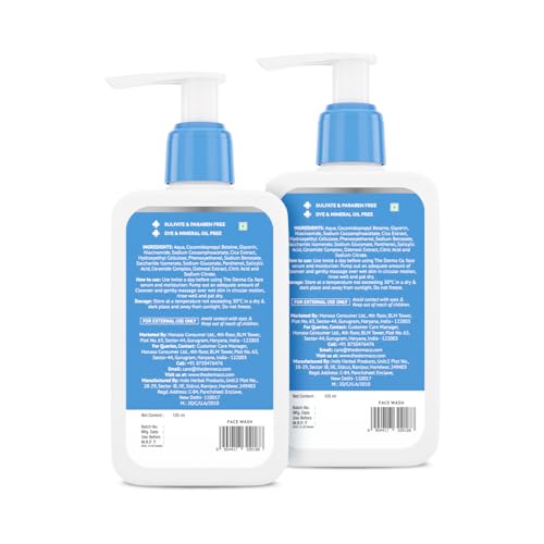 Image of The Derma Co 2% Niacinamide Oily Skin Cleanser for Sensitive, Oily & Combination Skin | Non-Irritant | 100% Soap-Free | Non-Drying | Gently Cleanses Makeup | 125 ml (Pack of 2)