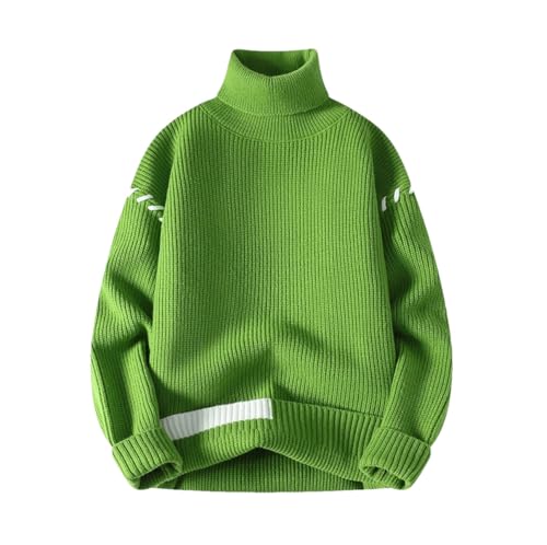 Men's Fashion Turtleneck Sweater Autumn Winter Loose Casual Knitted Warm Patchwork Pullover