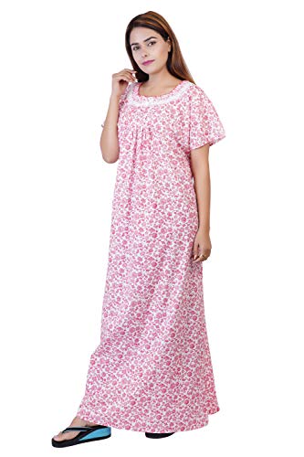 Image of Women's Cotton Block Print Knee Length Nighty