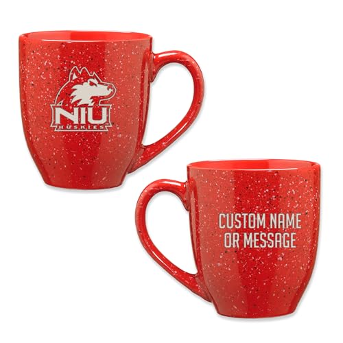 Image of Rico Industries NCAA Northern Illinois Huskies Red Personalized 16 oz Team Color Laser Engraved Speckled Ceramic Coffee Mug