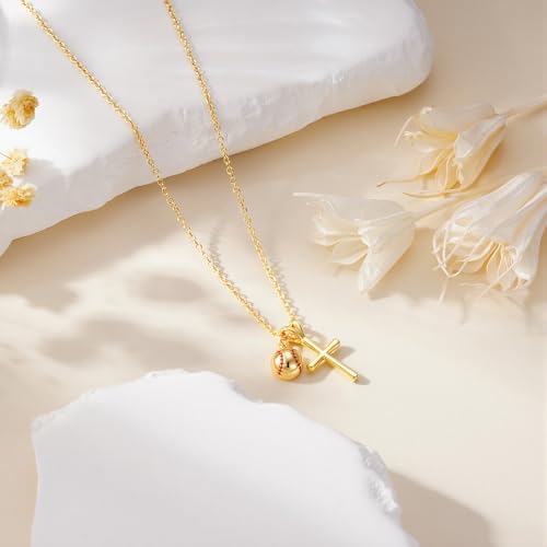 Turandoss Ball Sports Cross Necklace for Women | 14K Gold Plated, Soccer, Football, Basketball, Baseball, Volleyball, Tennis, Softball Pendant Choker Necklaces Jewelry - image 6
