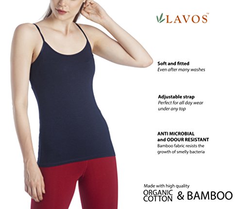 Image of Lavos Women's Camisoles, Sleeveless Long Tank Top, Anti-Microbial Bamboo Cotton Camisole Slip, Adjustable Straps Spaghetti Tops, Comfortable Inner Slips for Women