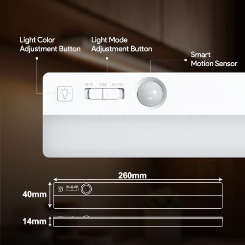 Image of wipro Garnet Motion Sensor Cabinet Light SL1 | 3 Color Modes-Warm, Neutral, Cool White | Auto On /Off Lights for Kitchen, Wardrobe & Shelf | Magnetic Stick On| Wireless| 4*AAA Batteries Required |Pk 1