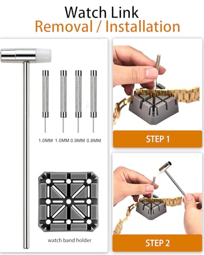EasyTime Watch Link Removal Kit: Professional Watch Strap Adjustment Tool Band Replacement Bracelet Resize Kit for All Size with 108 PCS Spring Bars 20 PCS Link Pins2