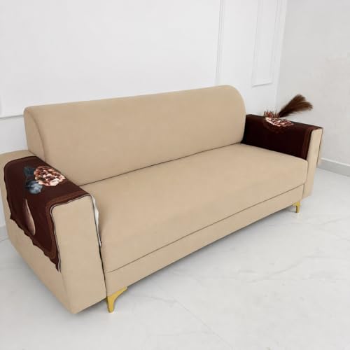Image of Homerz Premium 'Luxe Series' Holland Velvet Sofa Cover | Smooth Finish | Anti-Skid Fleece Backing | Soft Touch Couch Seater Protector for Living Room Dustproof (Vase, 2 pc Armrest, Armrest)
