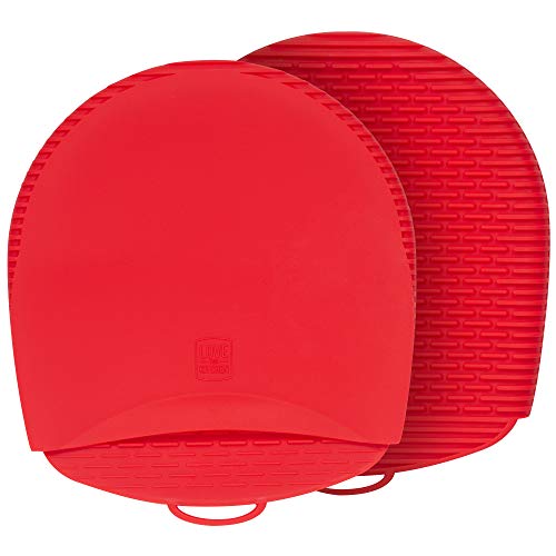 Premium Silicone Oven Mitts and Pot Holders. This 100% Silicone Pot Holder is Flexible, Durable, Easy to Clean. These Pot Holders for Kitchen are Healthier, Won\'t Grow Mold or Bacteria (Red, 1 Pair)
