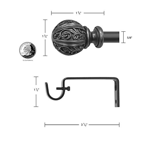 Montevilla Leaf Ball Curtain Rod, 48-86", Distressed Ivory #TOP3