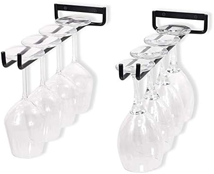 2 Pack Wine Glass Racks Wall Mounted Hanging Rack Shelf Wine Cup Display Stand for Cabinet and Bar 30cm(Black)