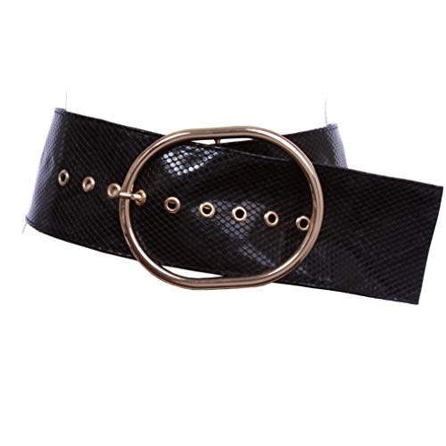 Ceinture large ovale serpent noire pour structurer et sublimer vos robes d'hiver