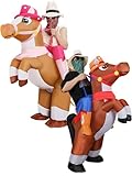 RoundFunny 2 Pcs Inflatable Cowboy Costume Inflatable Horse Costume Horse Riding Blow up Costume for Women Men