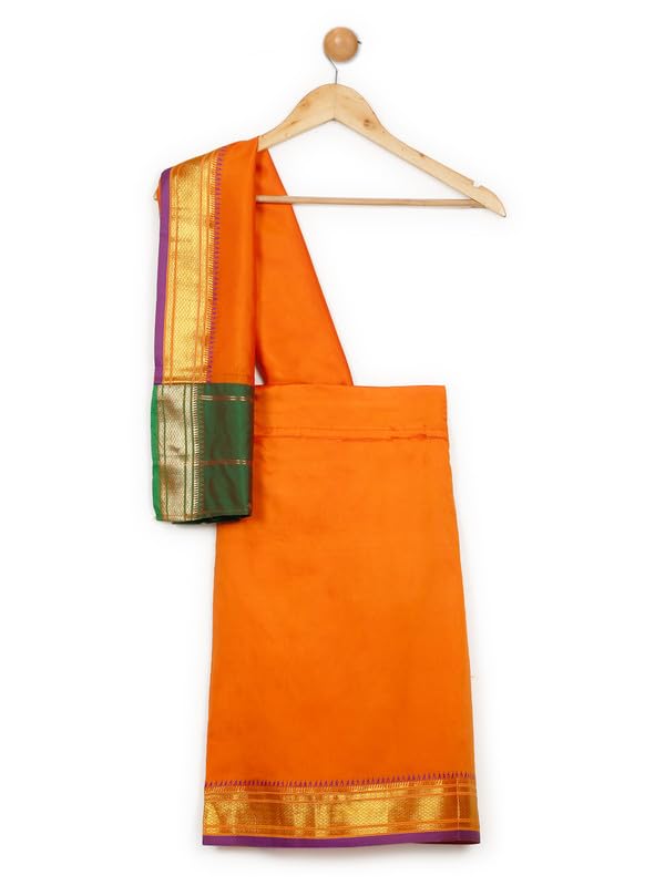 Image of LITTLE GINNIE Ready To Wear Ethnic Saree for Girls - Multicolor Ages 2-8 Years