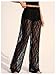RoseSeek Women's Y2K Floral Lace See Through Pants Sheer Straight Leg Long Pants Club Wear Lace Black Tall-L