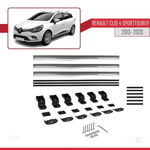 Barres de toit pour Renault Clio 4 ST 13-20 en aluminium gris MDAK - 6
