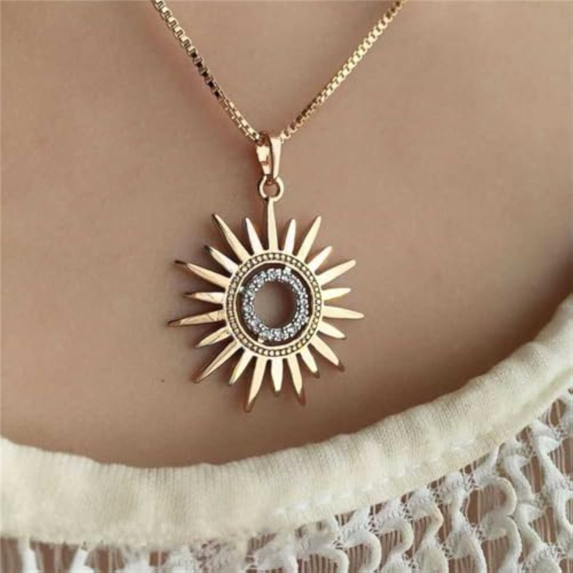 Bling Queen Sun Ray Necklace - Chain Women
