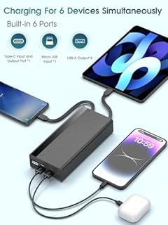 Newest 56800mAh 65W Huge Capacity External Battery Pack Portable Charger Power Bank,8 Charging Port Battery bank With Smart LED Display, Best for Outdoor Camping/Activity