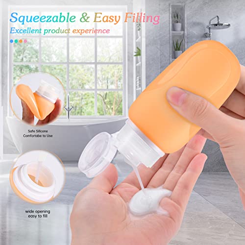 Morfone Travel Bottles Set For Toiletries, Tsa Approved Travel Size Containers Bpa Free Leak Proof Refillable Liquid Silicone Squeezable Travel Accessories For Shampoo Conditioner Lotion (4Pack 3Oz) #TOP3