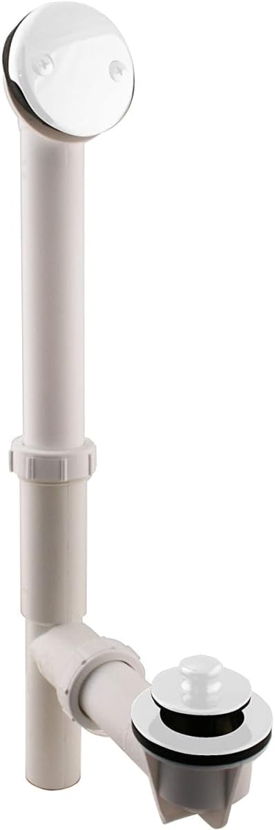 1.5 in. Tubular Pull & Drain Bath Waste Drain Kit with 2-Hole Overflow Faceplate Powder Coat White