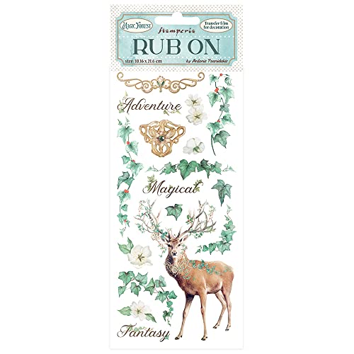 Stamperia DFLRB20 Rub On-Magic Forest-Deer, Multicolour, 10.16 cm x 21.6 cm