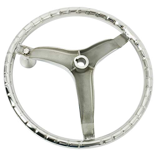 HYDDNice Stainless Steel 3 Spoke Boat Steering Wheel 15-1/2\" Dia with 1/2\"-20 Nut & Turning Knob