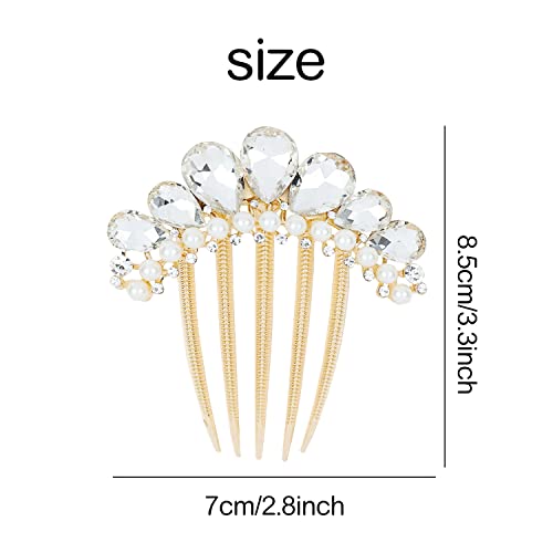 6 Pack Luxury Jeweled Gems Crystal Pearl Rhinestone Sparkly Glitter Metal Side French Twist Hair Combs With Long Teeth Slide Hairpins Barrettes Bun Chignon Thick Hair Holder Accessories For Women Girl #TOP5