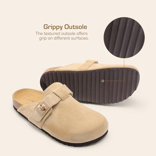 DREAM PAIRS DREAM PAIRS Women's Clogs for Women Mules Cork Footbed Slip-On Shoes with Arch Support,Size 10,Apricot,SDML2406W
