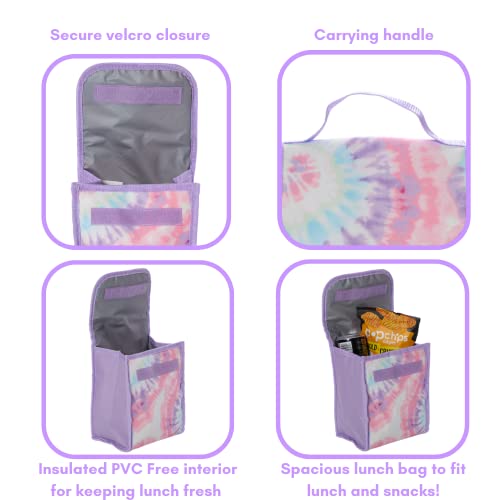 Club Libby Lu Sequin Tie Dye Backpack Set For Girls, 16 Inch, 6 Pieces - Includes, Foldable Lunch Bag, Water Bottle, Pencil Case, Washable Scrunchie & Carabiner Clip – Pink And Purple #TOP4