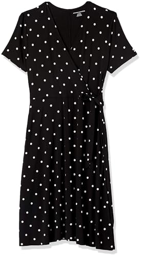 Image of Amazon Essentials Women's Short Sleeve Faux-Wrap V Neck Dress