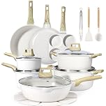 GiPP 22PCS Pots and Pans Set with Granite Non-Stick Coating,Induction Frying Pans Set, Kitchen Cookware Set, Non-Toxic Cooking Pan & Pot Sets for All Hob Types(White,22PCS)