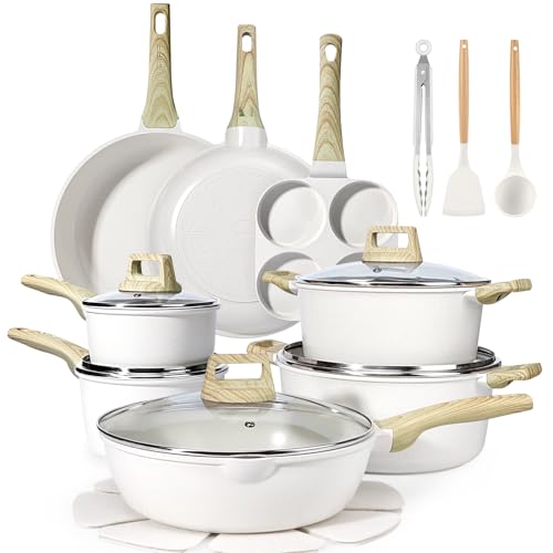 Image of GiPP Ceramic Nonstick Pots and Pans Set - 22 Pcs Non Stick Cookware Set, Non-toxic Healthy Kitchen Cooking Set w /Frying Pans Set, Dishwasher Safe, PFAS PTFE PFOA PFOS Free