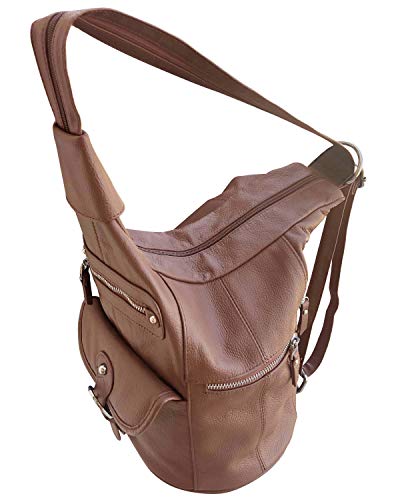 Roma Leathers Concealment Backpack - Premium Brown Cowhide Leather - Dual Entry Gun Compartment - Ykk Locks - Metal Zippers - Convertible Straps - Multi Pocket Shoulder Bag - Designed In The U.s.a. #TOP2
