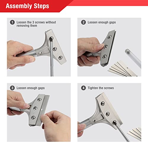 Goldblatt 2 Pieces Glass Scraper Set with 20-piece Blades - 4 Inch Industrial Floor Scraper Tool with Long-Handle, Heavy Duty Razor Holder for Cleaning Caulk, Paint, Glue on Glass, Tiles, Walls - Image 4