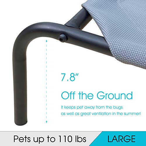 Phyex Heavy Duty Steel-Framed Portable Elevated Pet Bed, Elevated Cooling Pet Cot, 50.5" L X 30.5" W X 7.8" H(L, Grey) #TOP3