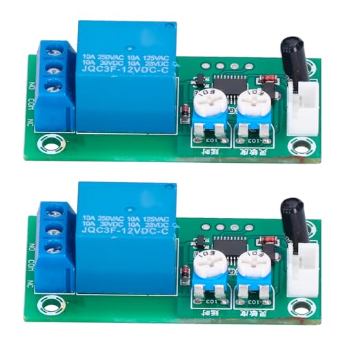Módulo de Sensor de Vibración, DC 12V Sensibilidad Retardo de Tiempo Interruptor de Relé Ajustable Módulo de Sensor de Alarma Interruptor de Vibración (2Pcs)