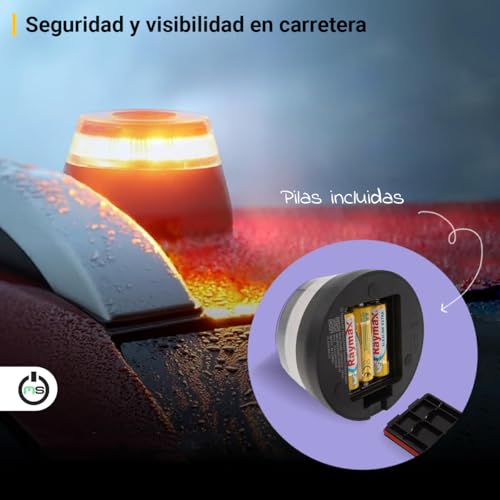 Miniatura 5 de Ms Móvil Shop Baliza V16 Homologada Dgt Luz De Emergencia Iot Señal Conectada Geolocalizada Dgt 3.0, Sustituye Triángulos, Base Magnética, Visibilidad 1 Km 360 , Autonomía 6h, Incluye Pilas Aa