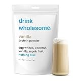 drink wholesome Vanilla Egg White Protein Powder | for Sensitive Stomachs | Gut Friendly | Dairy Free & Lactose Free | No Artificial Sweeteners | Carnivore & Paleo | Safe for Kids & Seniors