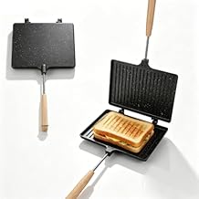 Cyrank Double Sided Frying Pan, Sandwich Maker, Grilled Cheese Maker Nonstick Flip Pan Sandwich Toaster Maker Flip Grill Pan, Grilled Sandwich and Panini Maker Pan with Non-Stick Plates
