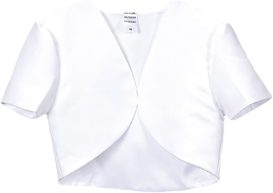 Girl's Short Sleeve Satin Bolero Jacket - Size